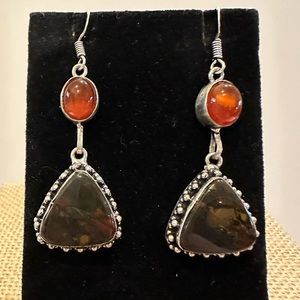 New Gorgeous Sterling Silver 925 & Genuine Stone: Carnelian & Bloodstone